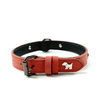2 PCS Red Soft Leather Dog Collar - Adjustable &amp; Durable for Medium/Large Dogs S-(48*2.0cm)
