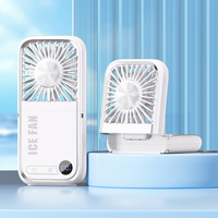 White Portable Cooling Fan with Neck Lanyard &amp; Phone Stand - USB Rechargeable