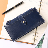 Dark Blue Large Capacity Women&#39;s Leather Wallet - RFID Blocking Card Holder