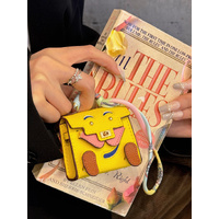 Yellow Mini Bag Earphone Case - Stylish Keychain Pouch for Headphones