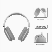 Silver Bluetooth Over-Ear Headphones - Mesh Headband, Wireless, Rotatable Earcups