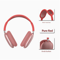 Red Bluetooth Over-Ear Headphones - Mesh Headband, Wireless, Rotatable Earcups
