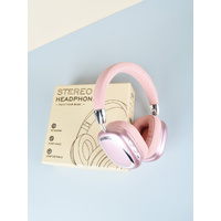 Pink Comfortable Bluetooth Over-Ear Headphones - Soft Earmuffs, Foldable Design, Stereo Sound