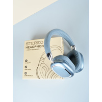 Blue Comfortable Bluetooth Over-Ear Headphones - Soft Earmuffs, Foldable Design, Stereo Sound