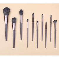 Modern Gray (Brush + Bucket) 10 Piece Face Eye Makeup Brush Set - Premium Makeup Blending Brushes