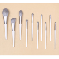 Silver Gray (Brush + Bucket) 10 Piece Face Eye Makeup Brush Set - Premium Makeup Blending Brushes