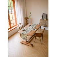 Birds &amp; Branch Table Runner - Jacquard Woven Beige with Tassels(33X350CM)