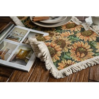 Sunflower Table Runner with Fringe - Jacquard Woven Cotton Blend (30x220cm)