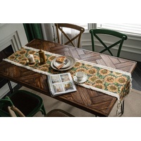 Sunflower Table Runner with Fringe - Jacquard Woven Cotton Blend (30x275cm)