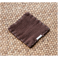 Brown Chinese Style Linen Coasters - Set of 4, Hand-Embroidered Tea Mats (9x9cm)