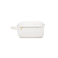 White 2-pcs Corduroy Pencil Case - Large Capacity Storage Bag