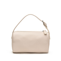 Beige Minimalist Shoulder Bag - High-End Cylindrical Design