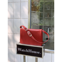 Red Minimalist Flap Shoulder Bag-Elegant Women's Double-Layer Crossbody