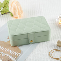 Green Elegant Quilted PU Leather Jewelry Box - Portable Organizer for Travel &amp; Home