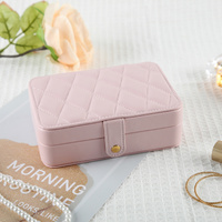 Pink Elegant Quilted PU Leather Jewelry Box - Portable Organizer for Travel &amp; Home