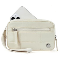Beige Waterproof Wristlet Wallet - Nylon Pouch for Cards, Phone &amp; Coins(Without Mobile Phone)