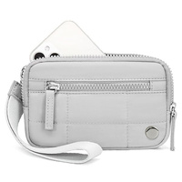 Grey Waterproof Wristlet Wallet - Nylon Pouch for Cards, Phone &amp; Coins(Without Mobile Phone)