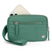 Green Waterproof Wristlet Wallet - Nylon Pouch for Cards, Phone &amp; Coins(Without Mobile Phone)