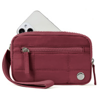 Claret Waterproof Wristlet Wallet - Nylon Pouch for Cards, Phone &amp; Coins(Without Mobile Phone)