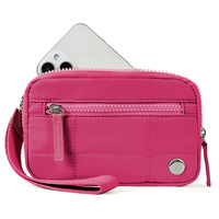 Rose Red Waterproof Wristlet Wallet - Nylon Pouch for Cards, Phone &amp; Coins(Without Mobile Phone)