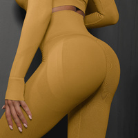 Size L Yellow Seamless High-Waisted Yoga Pants for Women - Lift Workout Leggings for Running, Gym, and Fitness