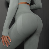 Size S Light Grey Seamless High-Waisted Yoga Pants for Women - Lift Workout Leggings for Running, Gym, and Fitness