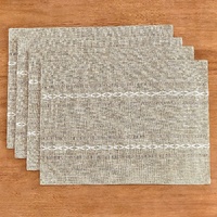 4 Pcs Beige Woven Placemats - Heat Resistant Kitchen Table Mats, Coffee Tea Cup Coasters, Linen Blend Dining Decor