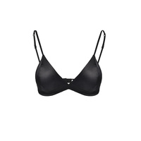 Size M Black French Style Mulberry Silk Wireless Bralette - Triangle Cup Anti-Sagging Bra for Fuller Busts, Lightweight Comfort
