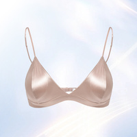Size XL Pink French Style Mulberry Silk Wireless Bralette - Triangle Cup Anti-Sagging Bra for Fuller Busts, Lightweight Comfort