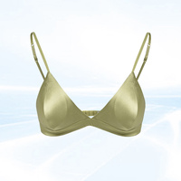 Size XL Green French Style Mulberry Silk Wireless Bralette - Triangle Cup Anti-Sagging Bra for Fuller Busts, Lightweight Comfort