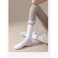 3 Pcs White Non-Slip Yoga Socks with Cross Straps - Cotton Pilates Dance Socks for Women, Lightweight Comfort