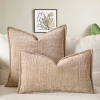 Khaki Chenille Crosshatch Textured Pillow Covers Set of 2 - Modern Minimalist Sofa Bed Cushion Covers 45x45cm &amp; 30x50cm(without pillow core)