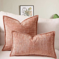 Pink Chenille Crosshatch Textured Pillow Covers Set of 2 - Modern Minimalist Sofa Bed Cushion Covers 45x45cm &amp; 30x50cm(without pillow core)