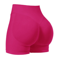 L Rose Red High-Elastic Hip Yoga Shorts - Seamless Mid-Intensity Pilates Workout Shorts