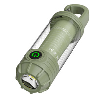 Green Portable Multi-Light Camping Lantern - Mini Keychain Flashlight with Hook for Outdoor Adventures