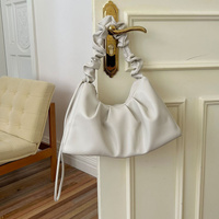 White Pleated Handheld Underarm Bag - Stylish &amp; Spacious Tote for Everyday Use