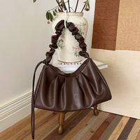 Coffee Pleated Handheld Underarm Bag - Stylish &amp; Spacious Tote for Everyday Use