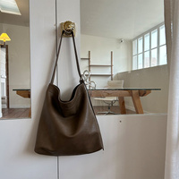Dark Brown Fashionable Minimalist Bucket Tote Bag - Versatile &amp; Spacious for Daily Commutes