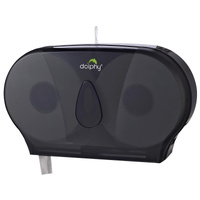 Twin Jumbo Toilet Roll Dispenser - Black