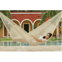 Mayan Legacy Jumbo Size Cotton Mexican Hammock in Cream Colour