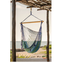 Mayan Legacy Extra Large Outdoor Cotton Mexican Hammock Chair in Caribe Colour