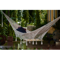 Outdoor undercover cotton Mayan Legacy hammock with hand crocheted tassels King Size Marble
