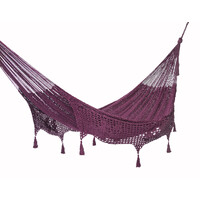 Mayan Legacy King Size Deluxe Outdoor Cotton Mexican Hammock in Maroon Colour