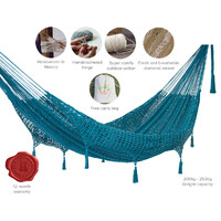 Mayan Legacy Queen Size Deluxe Outdoor Cotton Mexican Hammock in Bondi Colour
