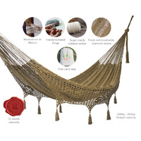 Mayan Legacy Queen Size Deluxe Outdoor Cotton Mexican Hammock in Cedar Colour