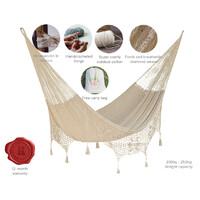 Outdoor undercover cotton Mayan Legacy hammock with hand crocheted tassels Queen Size Marble Colour
