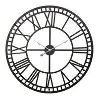 Artiss 60cm Wall Clock Large Roman Numerals Metal Black