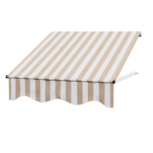 Instahut Window Door Awning 1mx1m Beige White Polyester Fabric Aluminum Frame - Main Image