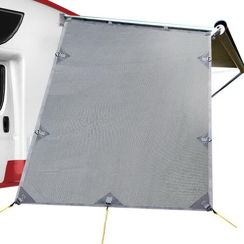 Caravan Privacy Screen Roll Out Awning 1.95 x 2.2M Sun Shade End Wall Side Grey - Main Image