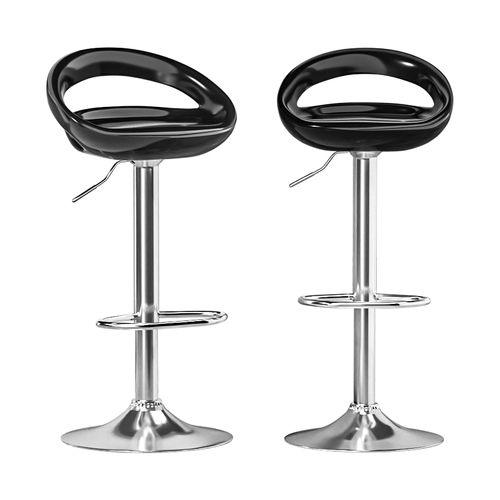 Artiss 2x Bar Stools Gas Lift Plastic Seat Black - Main Image
